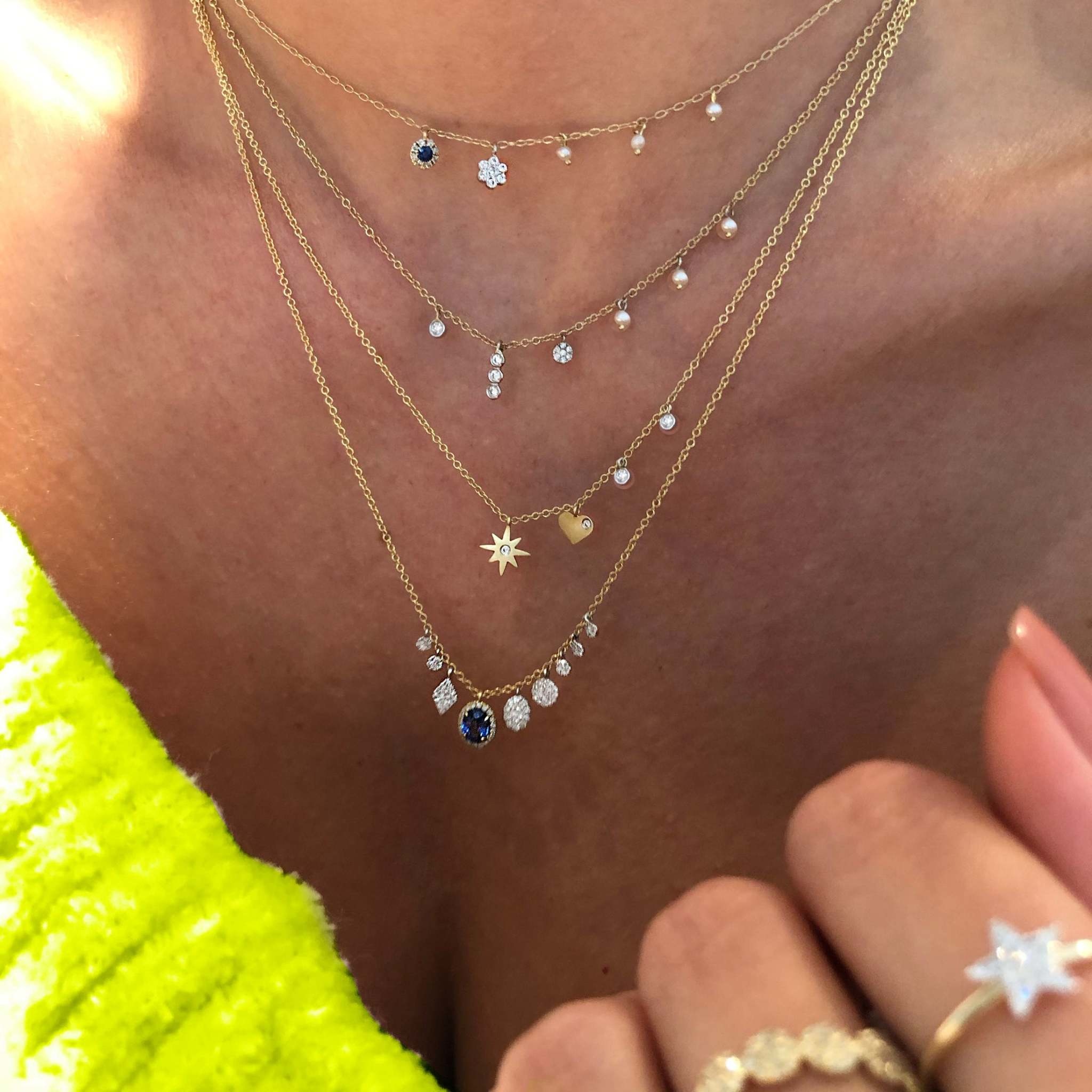 Meira T 14K Yellow Gold Diamond Pave Charm Necklace – NAGI